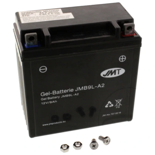 Batterie Motorrad YB9L - A2 Gel JMT passend für: MZ/MUZ Baghira, RT, SM