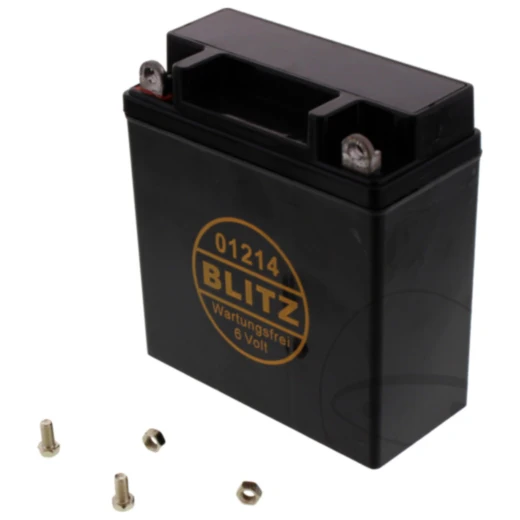 Batterie Motorrad 01214 Gel schwarz 6V ohne Deckel Blitz passend für: MZ/MUZ ES, TS, ETS