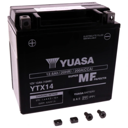 Batterie Motorrad YTX14 wet Yuasa Alternative: 7073950 passend für: BMW R, F (800, 650, 700), C, K