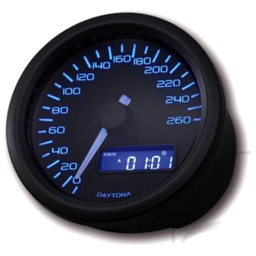 Digitaler Tachometer schwarz 60 mm, kompatibel mit gängigen Motorrädern