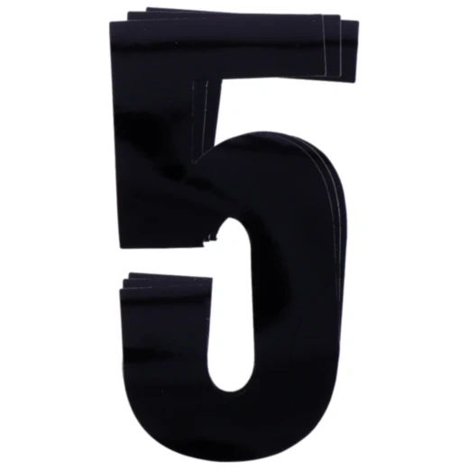 Startnummern NR.5 für BlackBird Racing - Set aus 3 schwarzer PVC-Nummern 13x7 cm