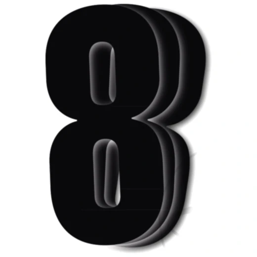 Startnummern Set NR.8 für BlackBird Racing - 3 Stück schwarz 13x7 cm