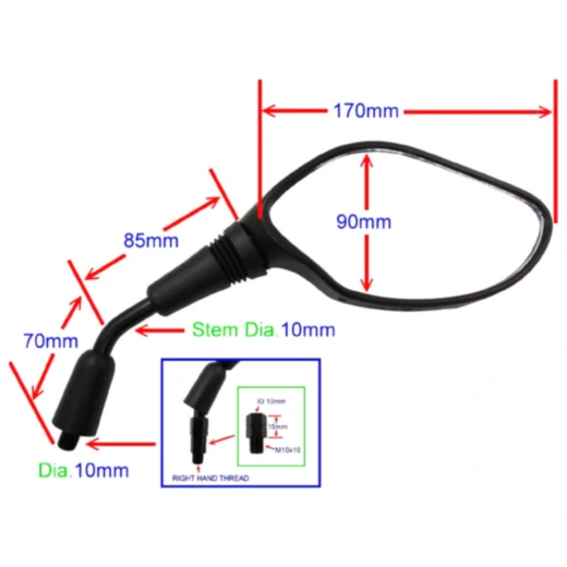 Spiegel schwarz rechts JMP passend für: Honda PCX, CRF_0