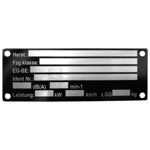 Fahrzeugtypenschild für Krafträder