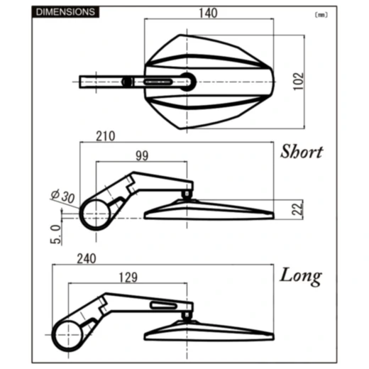 Lenkerendenspiegel schwarz Daytona lang_2