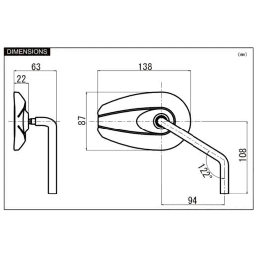 Spiegel Daytona schwarz Aluminium rechts_2