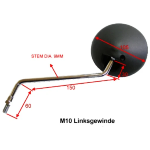 Spiegel schwarz rechts JMP passend für: Yamaha DT, FS1, FS1G_0