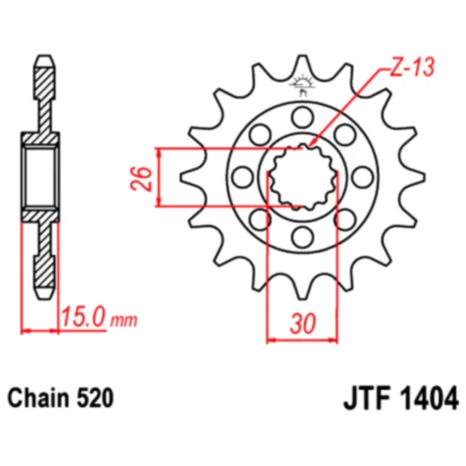 Racing - Ritzel 15Z Teilung 520 feinverzahnt Innendurchmesser 26/30 passend für: BMW S, HP4