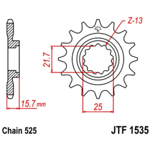Ritzel 15Z Teilung 525 Alternative: 7260356 passend für: Kawasaki ZX - 6R