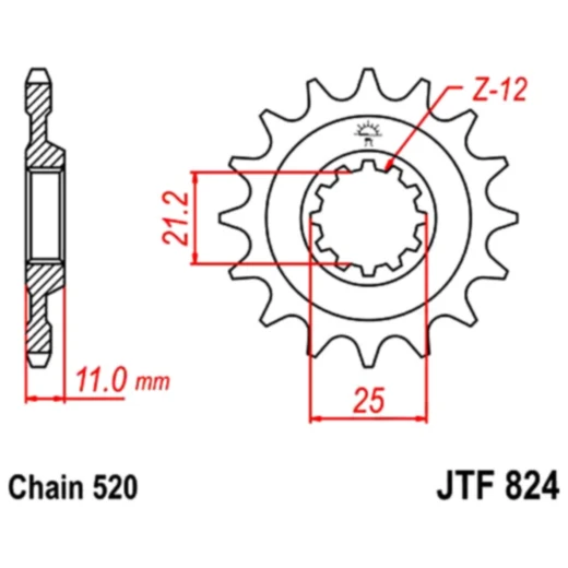Ritzel 12Z Teilung 520 feinverzahnt Innendurchmesser 21/25 passend für: Husqvarna TE, SM, TC, WR