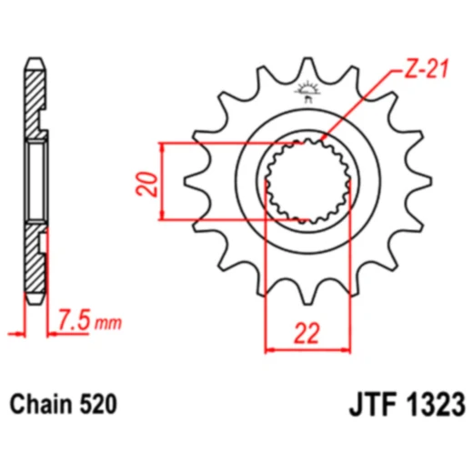Ritzel 12Z Teilung 520 feinverzahnt Innendurchmesser 20/22 passend für: Honda CRF, CR