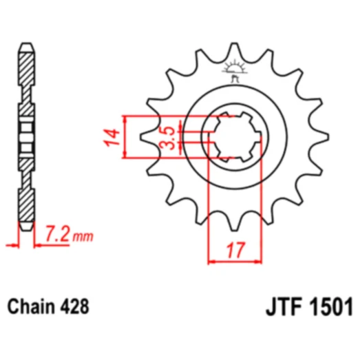 Ritzel 14Z Teilung 428 grobverzahnt 6 Innendurchmesser 14/17 passend für: Kawasaki KLX