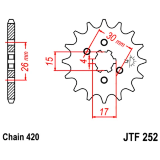 Ritzel 16Z Teilung 420 grobverzahnt 6 Innendurchmesser 15/17 passend für: Honda XR