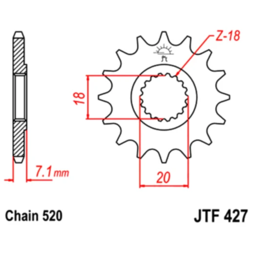 FRONT SPROCKET 11 TOOTH PITCH 520 NARROW SPLINE INNER DIAMETER 18/20