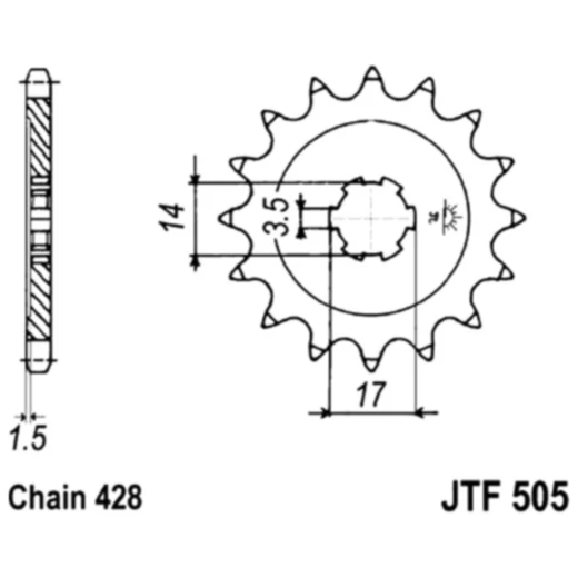 Ritzel 14 Zähne 428 Teilung grobverzahnt für Motorräder