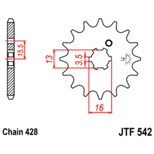 Ritzel 13Z Teilung 428 grobverzahnt 6 Innendurchmesser 13/16 passend für: Yamaha DT