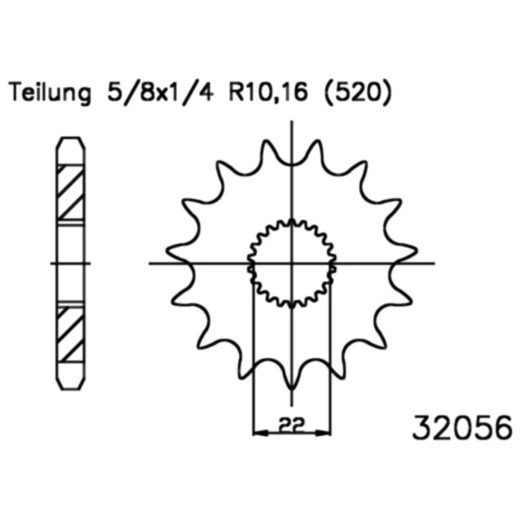 Ritzel 12Z Teilung 520 feinverzahnt Innendurchmesser 22/24 passend für: Aprilia RS, RX, SX