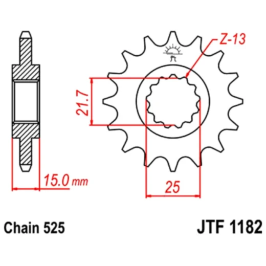 Ritzel 13Z Teilung 525 feinverzahnt Innendurchmesser 22/25 passend für: Triumph TT, Speed Four, Daytona