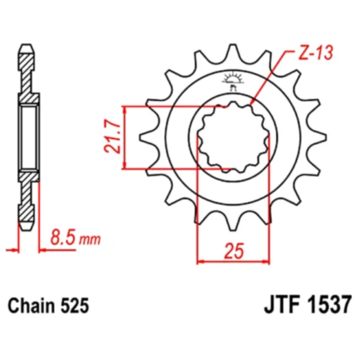 Ritzel 16Z Teilung 525 Alternative: 7260360 passend für: Kawasaki Z, ZX - 10R, KLZ