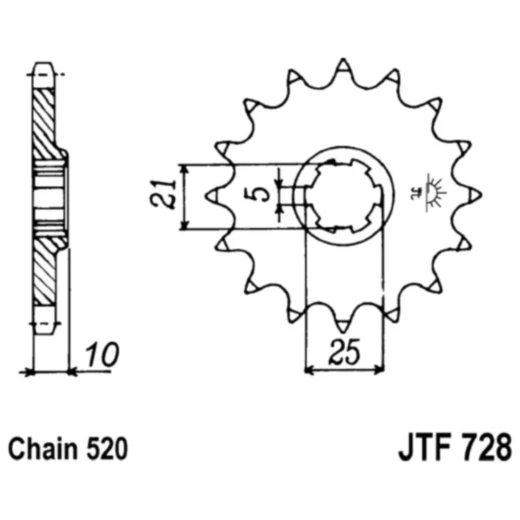 Ritzel 15Z Teilung 520 grobverzahnt 5 Innendurchmesser 21/25 passend für: Cagiva T4E, T4R, Canyon