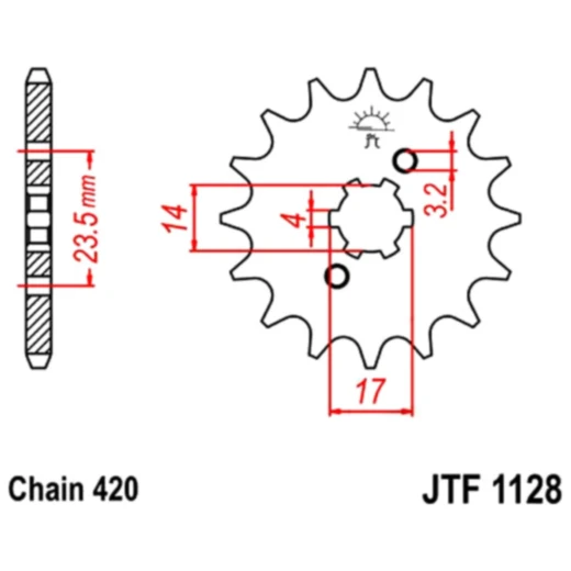 Ritzel 11Z Teilung 420 grobverzahnt 4 Innendurchmesser 14/17 passend für: Derbi Senda, GPR