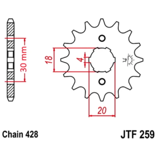 Ritzel 12Z Teilung 428 grobverzahnt 4 Innendurchmesser 18/20 passend für: AJP PR3, PR4
