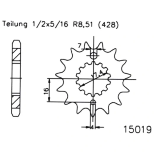 Ritzel 17Z Teilung 428 feinverzahnt Innendurchmesser 17. 4/20 passend für: MZ/MUZ RT, SM, SX