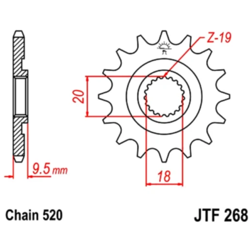 Ritzel 13Z Teilung 520 feinverzahnt Innendurchmesser 18/20 passend für: Honda CR 7261124