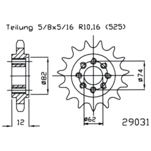 Ritzel 22Z Teilung 525 rund 17. 2/20 passend für: Gilera GP, Aprilia SRV