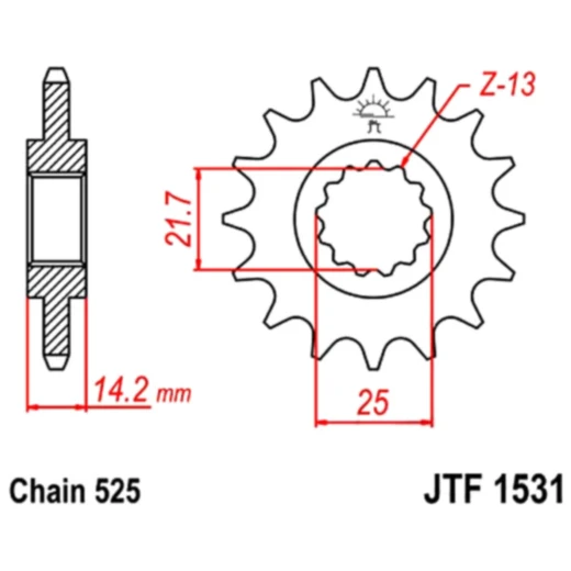 Ritzel 15Z Teilung 525 feinverzahnt Innendurchmesser 21. 7/25 passend für: Kawasaki ZR