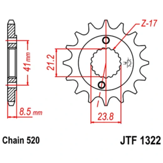 Ritzel 15Z Teilung 520 feinverzahnt Innendurchmesser 21/23 passend für: Mash Five Hundred, Scrambler, Cafe Racer