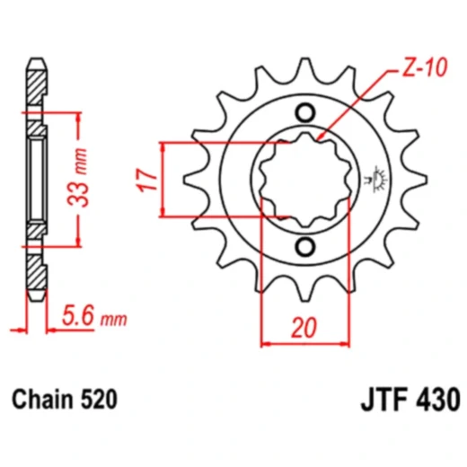Ritzel 14Z Teilung 520 feinverzahnt Innendurchmesser 16. 7/20 passend für: Kawasaki KX
