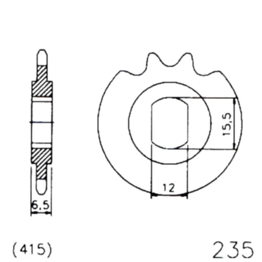Ritzel 11Z Teilung 415 LANGLOCH 12/15. 5 passend für: Hercules Prima, Optima, M2
