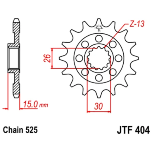 Racing - Ritzel 15Z Teilung 525 feinverzahnt Innendurchmesser 26/30 passend für: BMW S, M, HP4