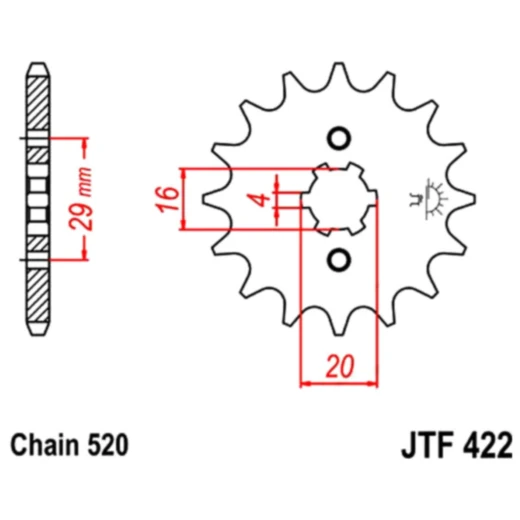 Ritzel 15Z Teilung 520 grobverzahnt 4 Innendurchmesser 16/20 passend für: Kawasaki KX, KDX
