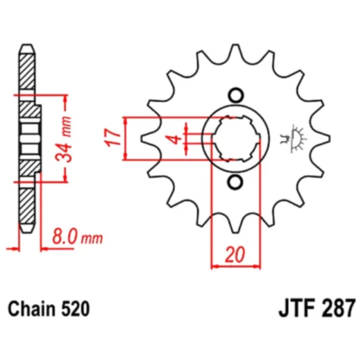 Ritzel 13Z Teilung 520 grobverzahnt 4 Innendurchmesser 17/20 passend für: Honda XL