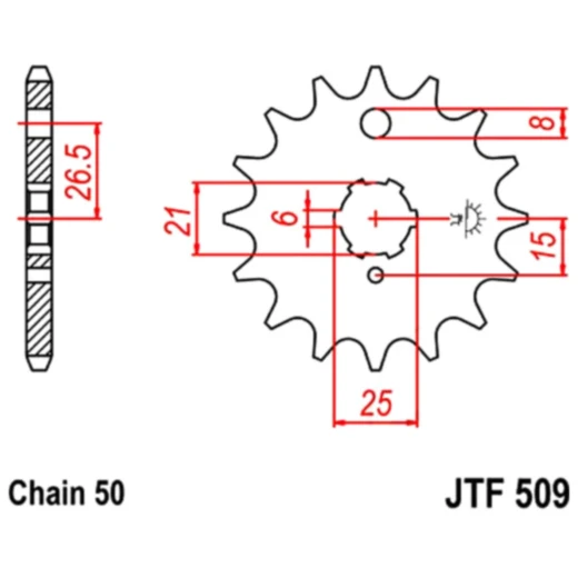 Ritzel 15Z Teilung 530 grobverzahnt 6 Innendurchmesser 21/25 passend für: Kawasaki Z