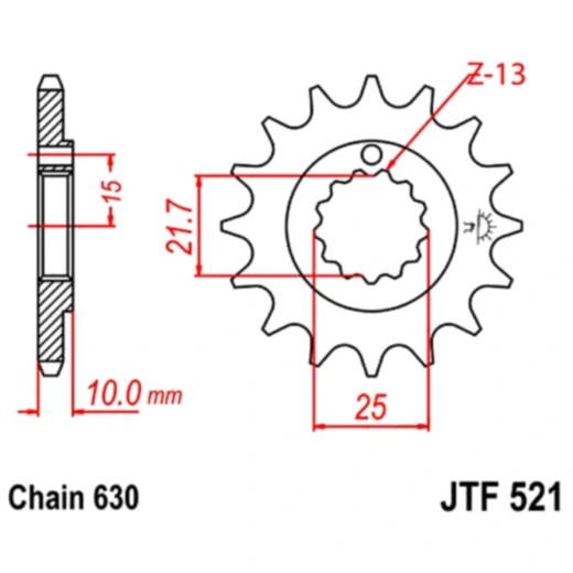 Ritzel 15Z Teilung 630 feinverzahnt Innendurchmesser 21. 6/25 passend für: Kawasaki Z, Z1R, Z1