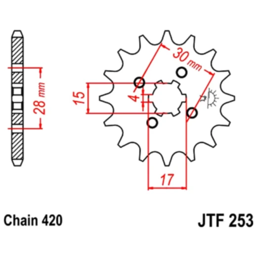 Ritzel 16Z Teilung 420 grobverzahnt 4 Innendurchmesser 15/17 passend für: Honda ST, Z, C