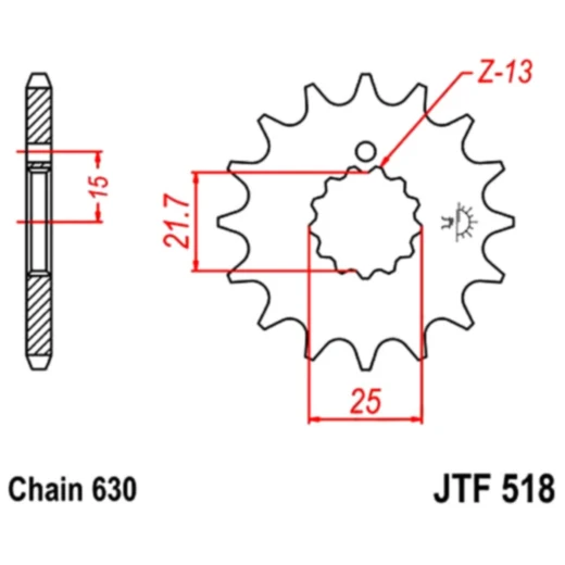 Ritzel 16Z Teilung 630 feinverzahnt Innendurchmesser 21. 6/25 passend für: Kawasaki Z, ZX, Z1