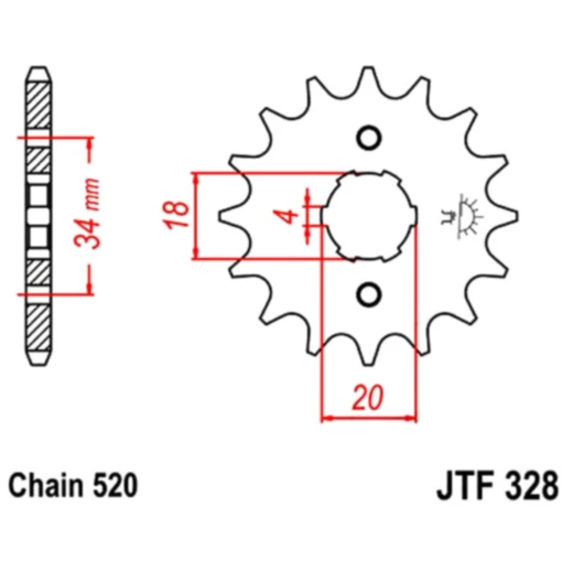 Ritzel 15Z Teilung 520 grobverzahnt 4 Innendurchmesser 18/20 passend für: E - Ton RXL, DXL, BXL