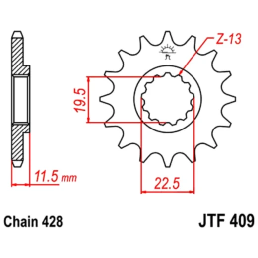 Ritzel 14Z Teilung 428 feinverzahnt Innendurchmesser 19. 5/22. 5 passend für: Suzuki DR, DR - Z