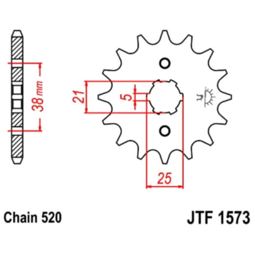 Ritzel 13Z Teilung 520 grobverzahnt 5 Innendurchmesser 21/25 passend für: Sachs Roadster
