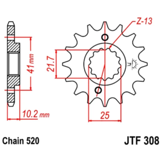 Ritzel 16Z Teilung 520 feinverzahnt Innendurchmesser 21. 6/25 passend für: Honda NX, FMX, FX