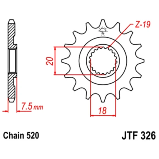 Ritzel 12Z Teilung 520 feinverzahnt Innendurchmesser 18/20 passend für: Honda CR