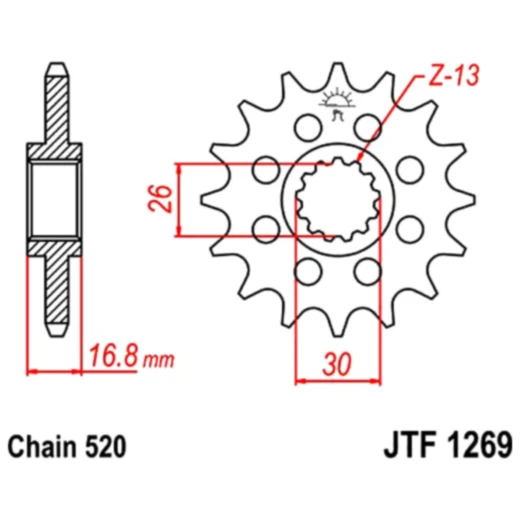 Racing - Ritzel 14Z Teilung 520 feinverzahnt Innendurchmesser 26/30 passend für: Honda CBR, VTR