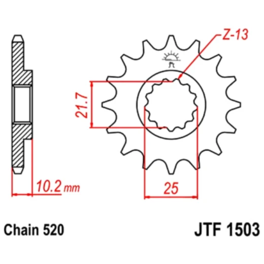 Ritzel 13Z Teilung 520 feinverzahnt Innendurchmesser 22/25 passend für: Kawasaki KFX, KEF