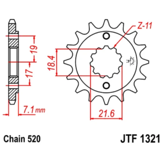 Ritzel 13Z Teilung 520 feinverzahnt Innendurchmesser 18. 4/21. 6 passend für: Honda CRF, CBR, NSR