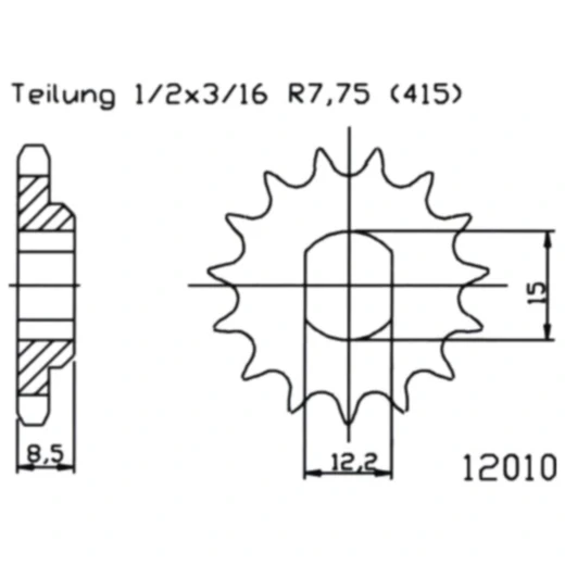 Ritzel 11Z Teilung 415 LANGLOCH 12. 2/15 passend für: KTM SX, Mini Adventure