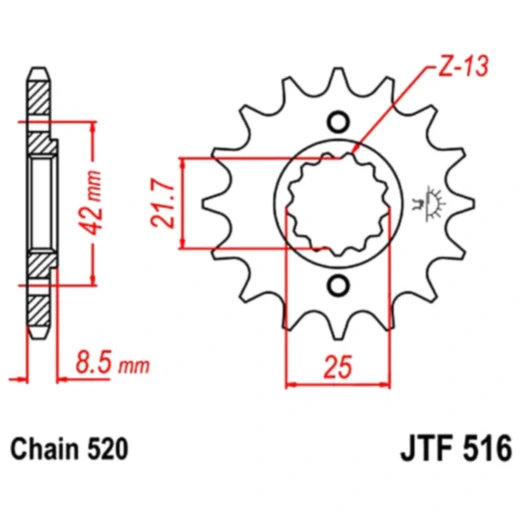 Ritzel 15Z Teilung 520 feinverzahnt Innendurchmesser 21. 6/25 passend für: Kawasaki EL, KLR, ZZR